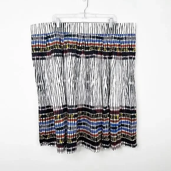 ELOQUII | Multicolored Striped Two Pockets Midi Length Skirt Sz. 24 Plus Size - Picture 2 of 3
